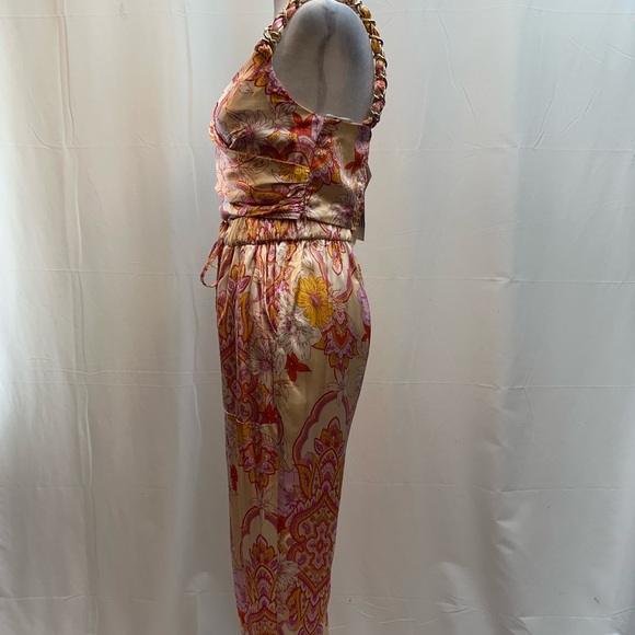 Zara Pink Cream Paisley Print Sleeveless Pant Set S NWTS - Picture 6 of 8